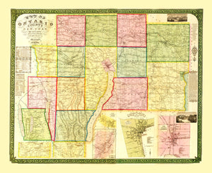 Vintage Map of Ontario County, New York 1852