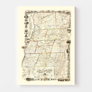 Vintage Map of Rensselaer County, New York 1854