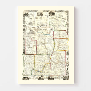 Vintage Map of Tioga County, New York 1855