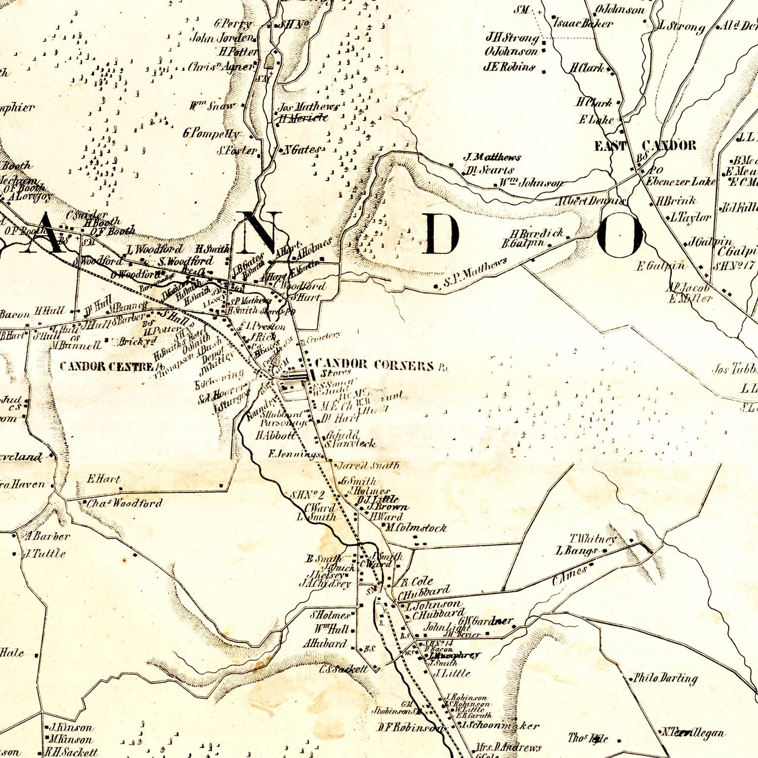 Vintage Map of Tioga County, New York 1855
