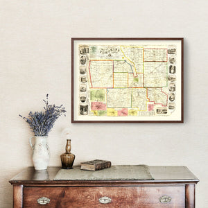 Vintage Map of Tompkins County, New York 1853