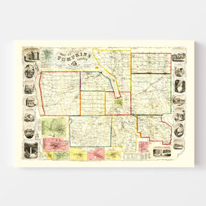 Vintage Map of Tompkins County, New York 1853