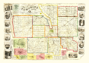 Vintage Map of Tompkins County, New York 1853