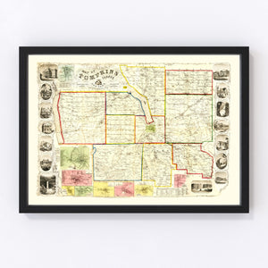 Vintage Map of Tompkins County, New York 1853