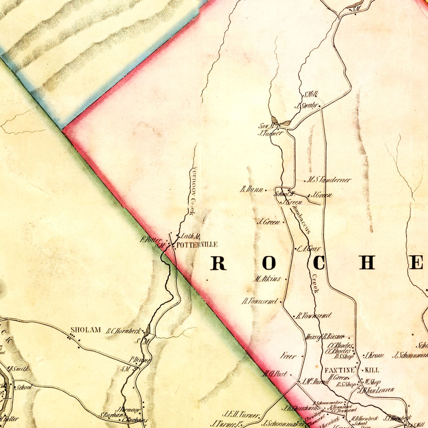 Vintage Map of Ulster County, New York 1853