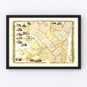 Vintage Map of Ulster County, New York 1853