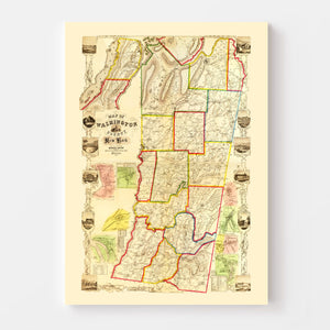Vintage Map of Washington County, New York 1853