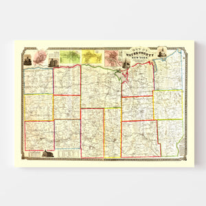 Vintage Map of Wayne County, New York 1853