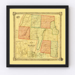 Vintage Map of Yates County, New York 1855