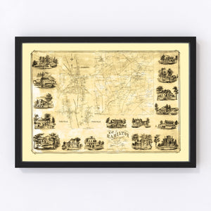 Vintage Map of Madison County, New York 1858