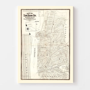 Vintage Map of Queens County, New York 1874