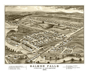 Vintage Map of Salmon Falls, New Hampshire 1877