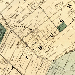 Vintage Map of Kings County, New York 1868
