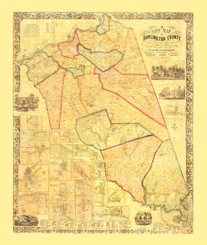 Vintage Map of Burlington County, New Jersey 1859
