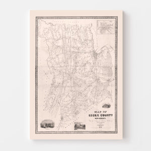 Vintage Map of Essex County, New Jersey 1850