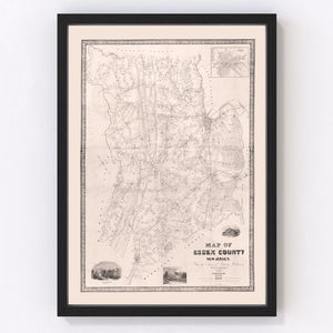 Vintage Map of Essex County, New Jersey 1850