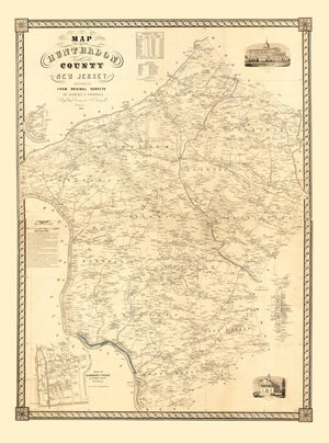 Vintage Map of Hunterdon County, New Jersey 1851