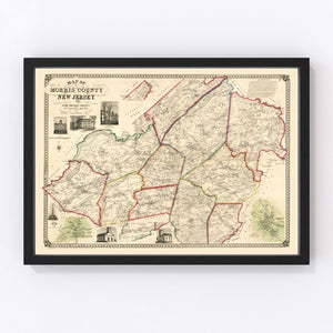 Vintage Map of Morris County, New Jersey 1853