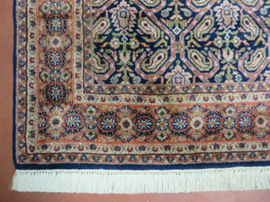4' X 6' Vintage Fine Handmade India Floral Oriental Wool Rug Carpet Blue Red