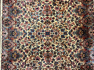 Karastan Ivory Kirman Rug 4x6, Floral Kirman #759, Wool Pile, Vintage, Original 700 Series