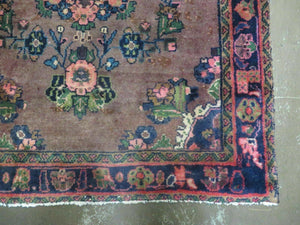 3 x 7 Antique Persian Hamadan Nahavand Rug, Tribal Runner Rug , Handmade Oriental Wool Rug, Vegetable Dyed, Purple-Red & Dark Blue, 3x7 Rug