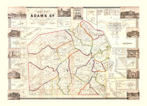 Vintage Map of Adams County, New Jersey 1858