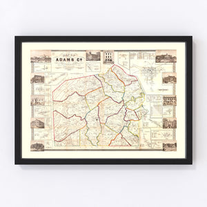 Vintage Map of Adams County, New Jersey 1858