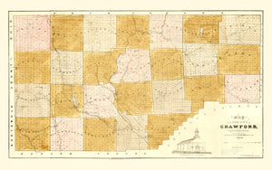 Vintage Map of Crawford County, Pennsylvania 1839