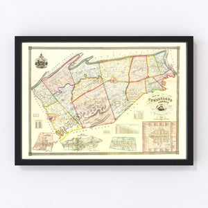 Vintage Map of Cumberland County, Pennsylvania 1858