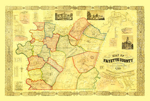 Vintage Map of Fayette County, Pennsylvania 1858