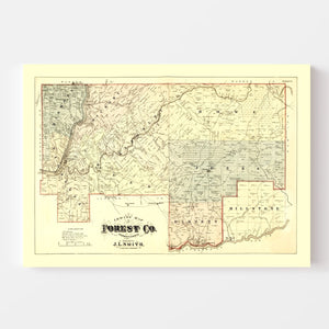 Vintage Map of Forest County, Pennsylvania 1876