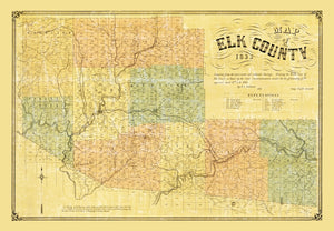 Vintage Map of Elk County, Pennsylvania 1855