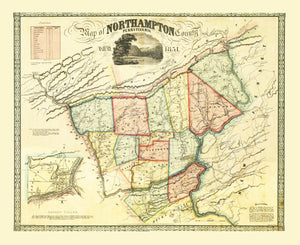 Vintage Map of Northampton County, Pennsylvania 1851