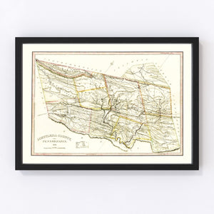 Vintage Map of Schuylkill County, Pennsylvania 1830