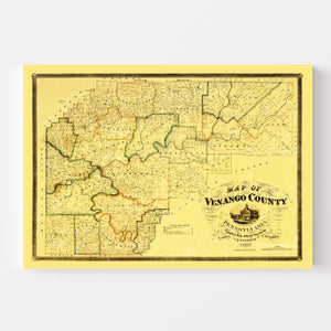 Vintage Map of Venango County, Pennsylvania 1857
