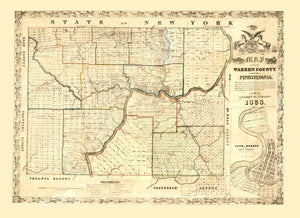 Vintage Map of Warren County, Pennsylvania 1838