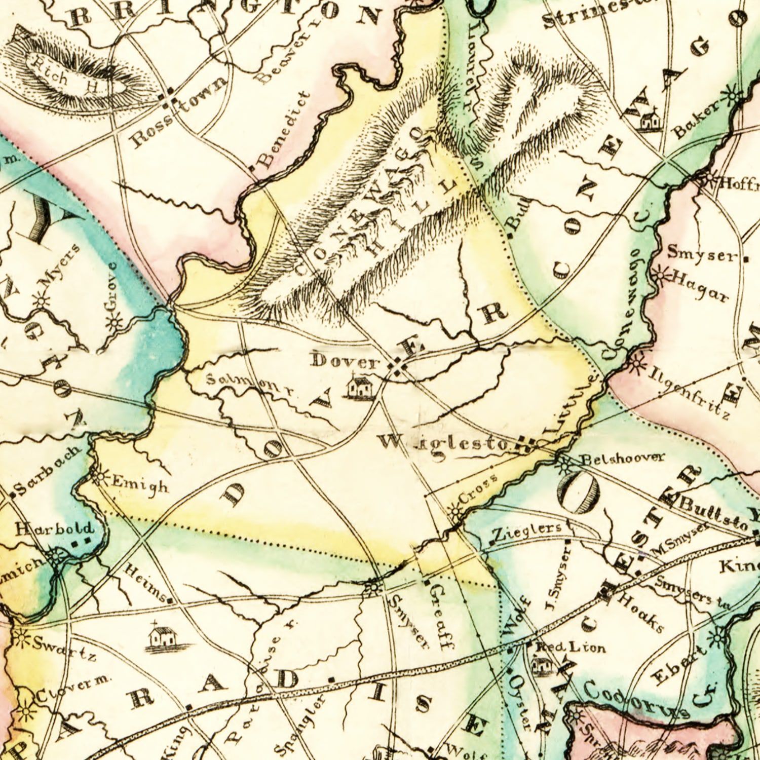 Vintage Map of York County, Pennsylvania 1821