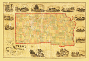 Vintage Map of Bucks County, Pennsylvania 1859