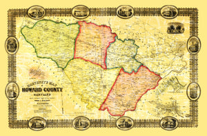 Vintage Map of Howard County, Maryland 1860