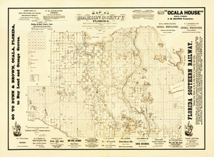 Vintage Map of Marion County, Florida 1883