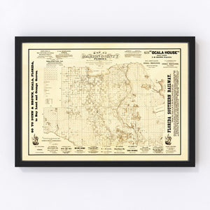 Vintage Map of Marion County, Florida 1883
