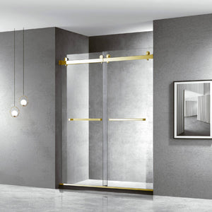 60''W X 76'' H Double Sliding Frameless Shower Door with Clear Glass