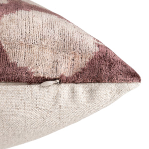 Handmade Velvet Pillow and insert – Mauve & Ivory Medallion, 16x24"