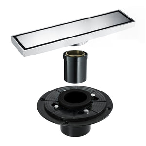 Chrome brass floor drain 11.8inch x 4.3 inch