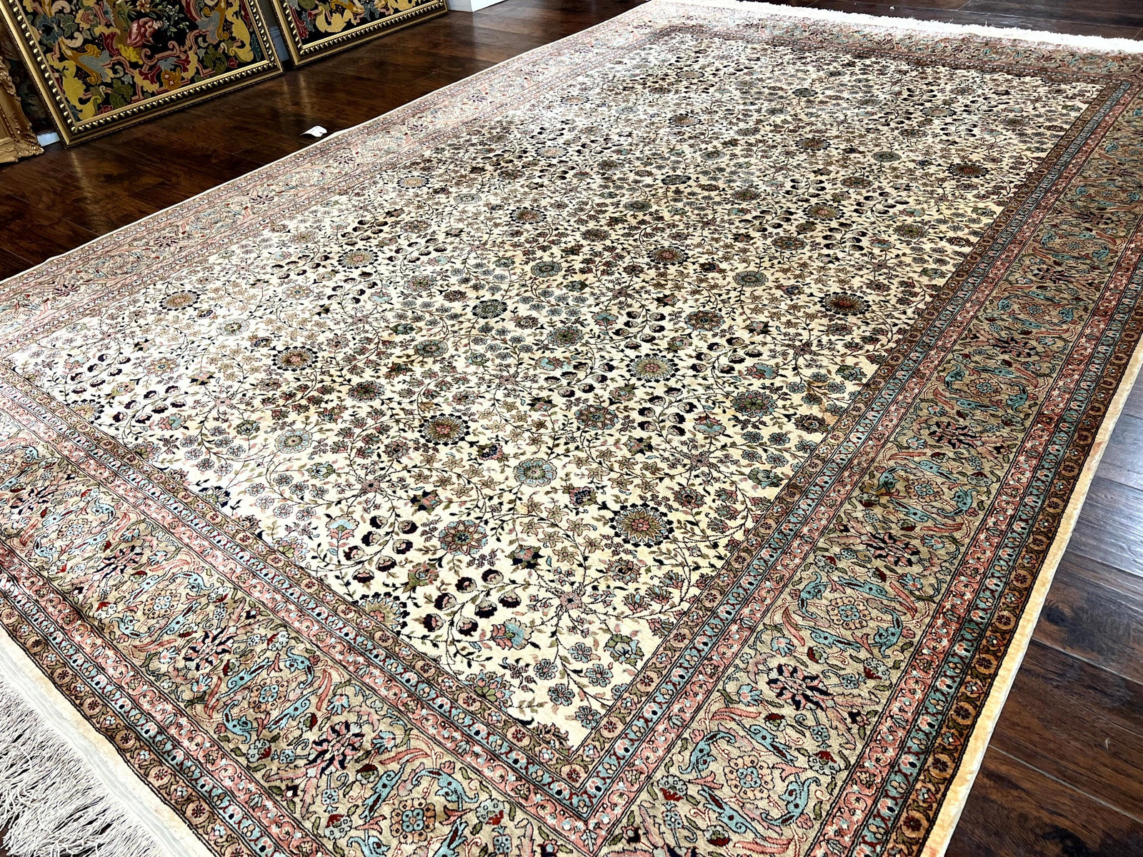 Wonderful Turkish Silk Rug 8x12, Handmade, Fine 320 KPSI