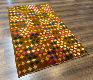 Afghan Balouch Rug 3x5, Multicolor, Vintage, Wool, Handmade