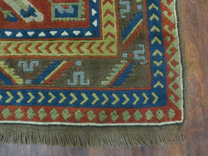 5' X 5.5' Vintage Handmade Turkish Kazak Colorful Wool Square Rug Carpet Bohemian Boho Vintage Interior Home Design