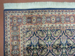 4' X 6' Vintage Fine Handmade India Floral Oriental Wool Rug Carpet Blue Red