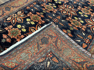Wonderful Persian Rug 7x10, Navy Blue and Red, Allover Floral Pattern, Bidjar Carpet, Authentic Oriental Rug 7 x 10, Wool Hand Knotted Rug