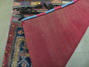 3' X 4.5' Antique Handmade Turkish Tribal Wool Rug Double Saddle Bag Nice